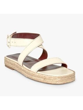 NIB Staud Lara Espadrille Sandal In Cream / Natural